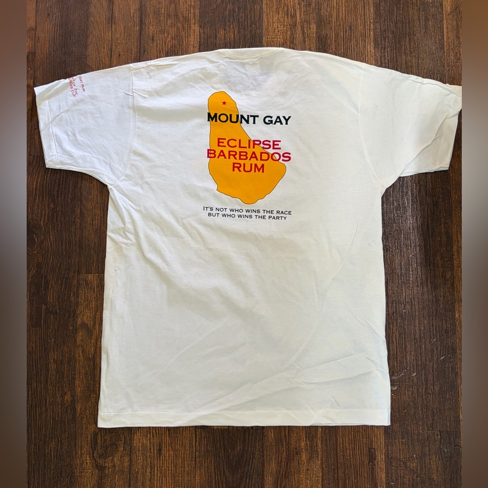 Men's Vintage Mount Gay Rum T-Shirt‎ White America's Cup XL Single Stitch 90s